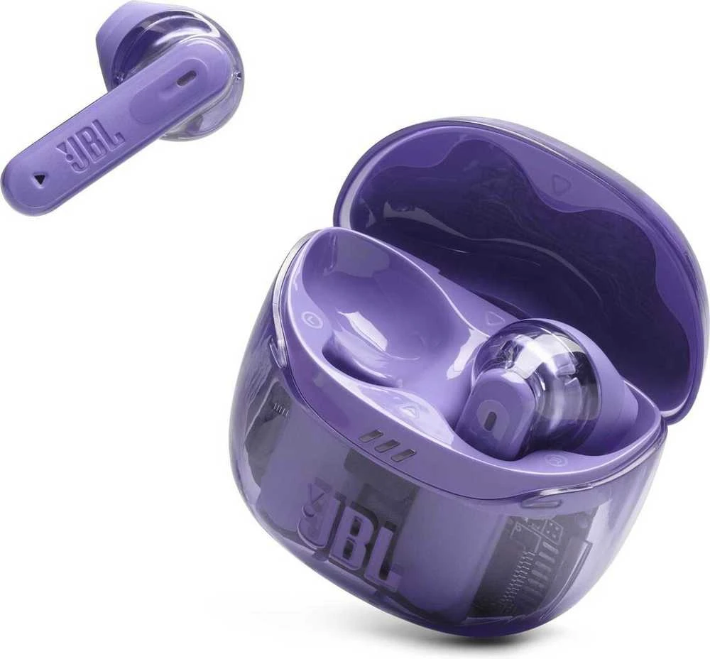JBL Tune Flex 2 Ghost violetinės permatomos ausinės