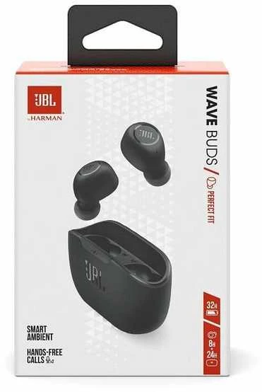 JBL Wave Buds TWS belaidės ausinės, Juodos spalvos