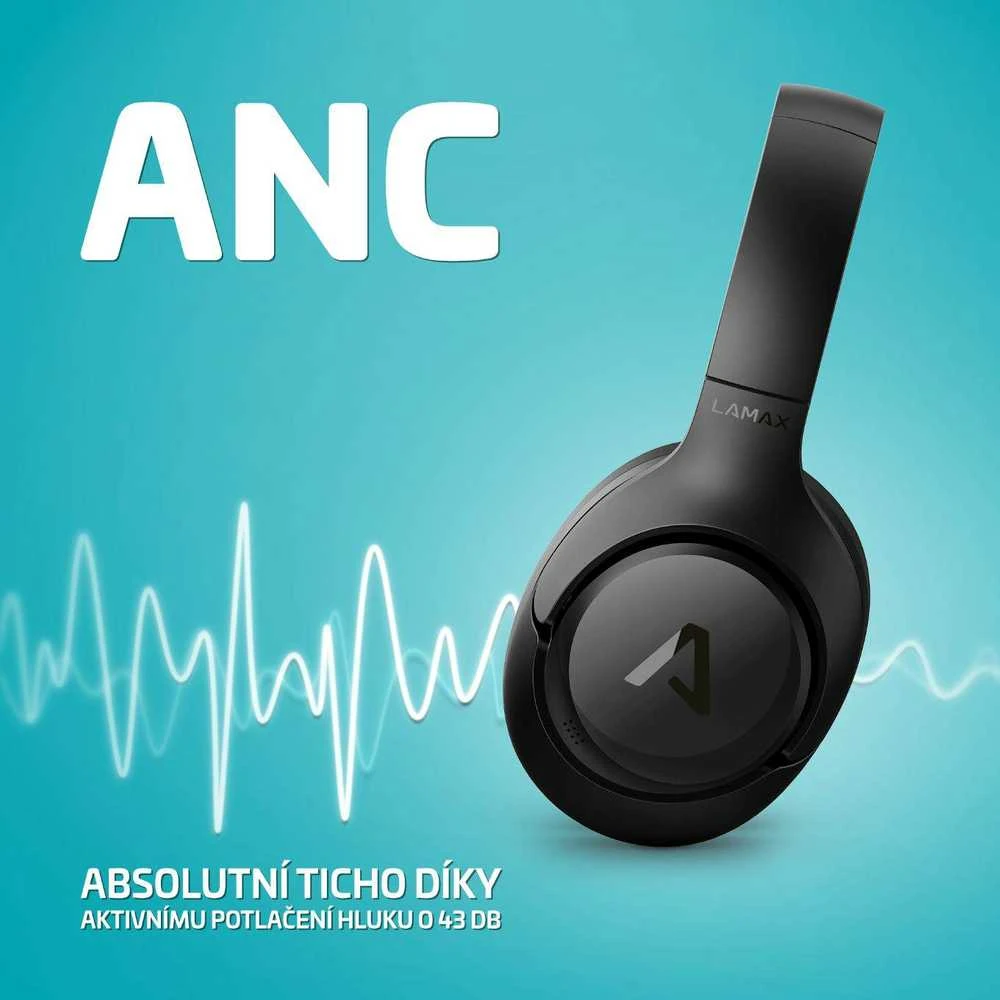 LAMAX NoiseComfort2 ANC ausinės su triukšmo slopinimo vizualizacija