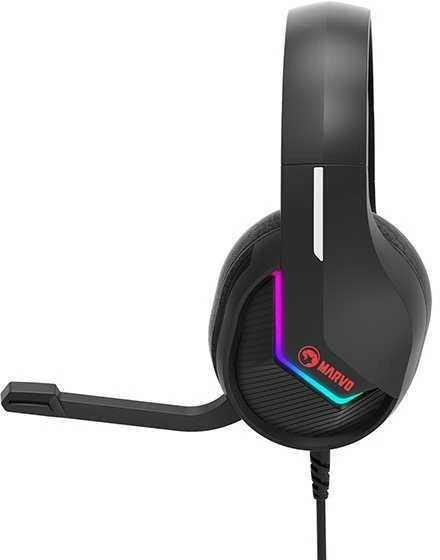 MARVO H8618 BK Tactic 40 RGB Laidinės žaidimų ausinės | USB | Juodos