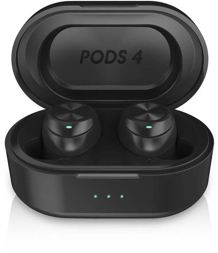 Niceboy Pods 4 juodos ausinės atvirame dėkle