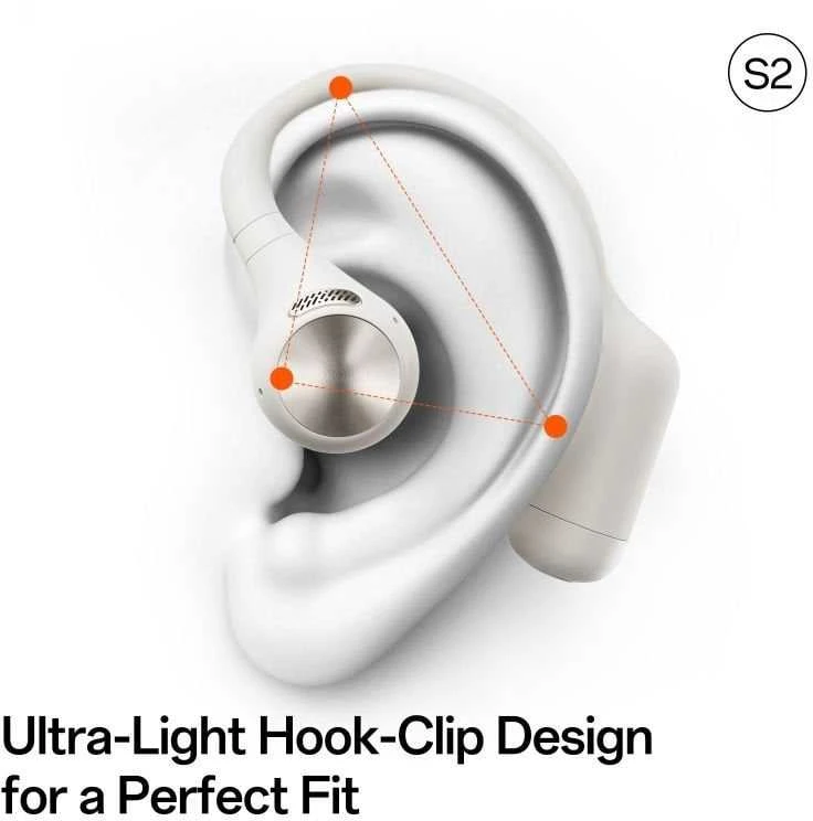 Ausinės Oneodio OpenRock S2 – Belaidės Sport Open Earbuds, Bluetooth, Baltas
