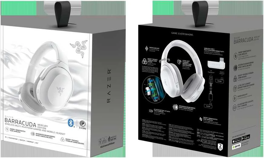 Razer Belaidės Ausinės Žaidimams - Barracuda Mercury Edition