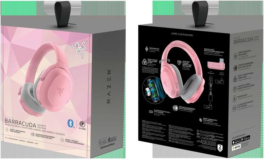 Ausinės Razer Barracuda Quartz, Rožinės spalvos