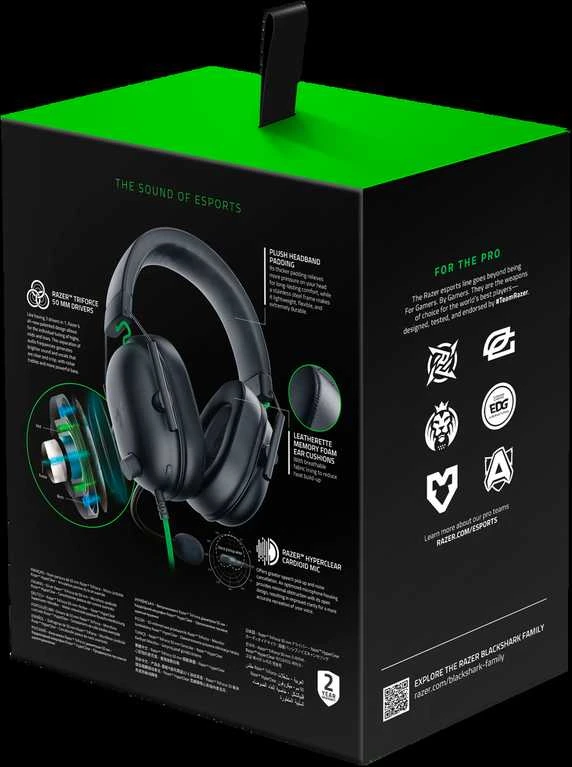 Ausinės Razer Esports BlackShark V2 X su laidu, Juodos