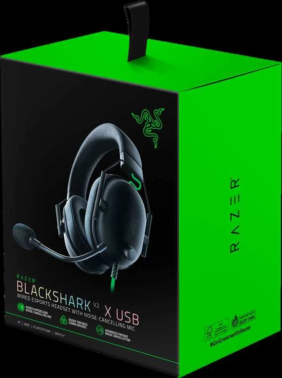 Ausinės Razer Esports BlackShark V2 X su laidu, Juodos