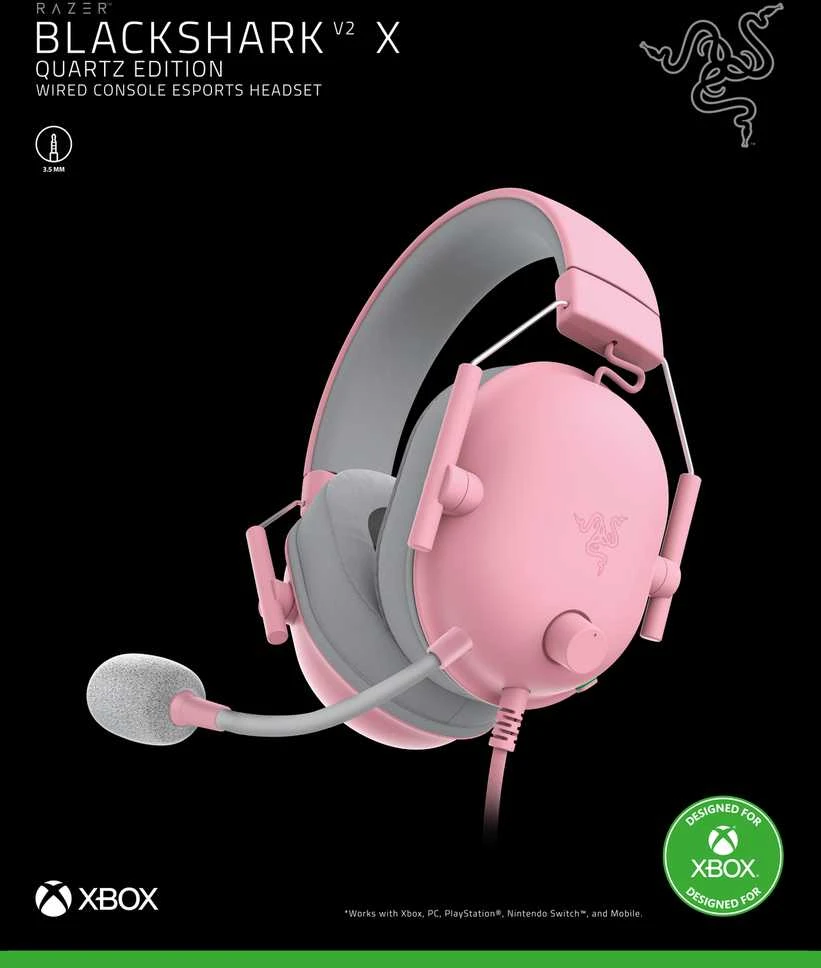 Garso Įranga - Razer BlackShark V2 X Žaidimų Ausinės 50mm Garsiakalbiai Quartz