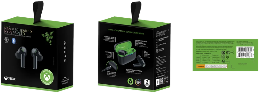 Ausinės Razer Hammerhead V3 X HyperSpeed skirta XBOX, belaidės, ANC – juodas