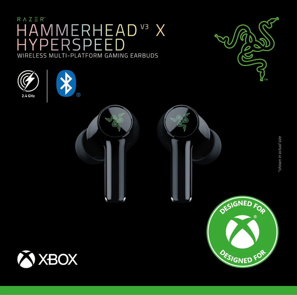 Ausinės Razer Hammerhead V3 X HyperSpeed skirta XBOX, belaidės, ANC – juodas