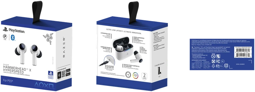 Ausinės Razer Hammerhead V3 X HyperSpeed skirta PlayStation, belaidės, ANC – juodas