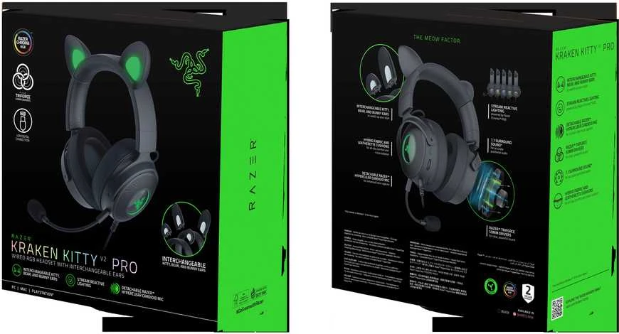 Razer | su laidu | Over-Ear | Ausinės Žaidimams | Kraken V2 Pro, Kitty Edition