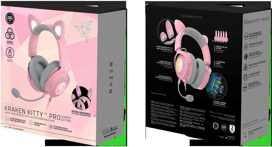 Razer | su laidu | Over-Ear | Ausinės Žaidimams | Kraken V2 Pro, Kitty Edition