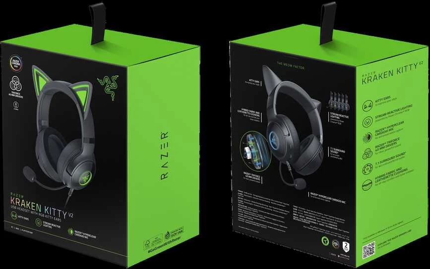 Razer | Ausinės | Kraken Kitty V2 | Yes | su laidu | Ant ausų uždedamos | USB Type A | Juodas