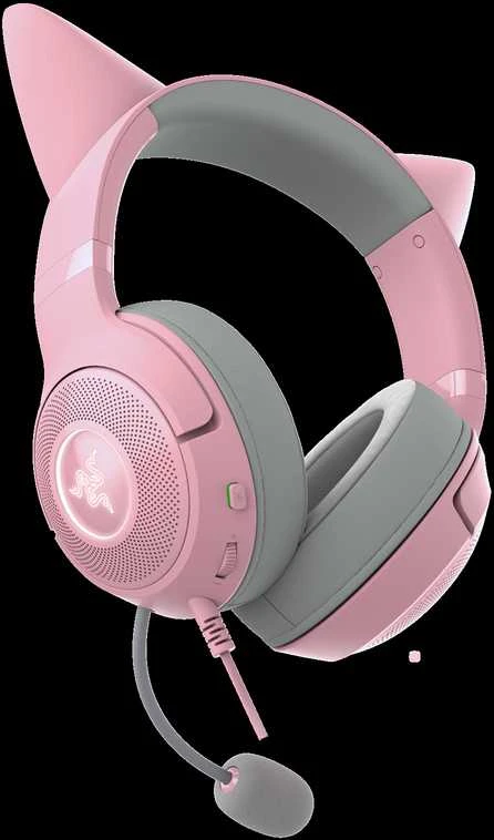 Razer Kraken Kitty V2 žaidimų ausinės, su laidu, mikrofonu, Rožinės spalvos