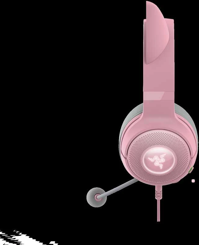 Razer Kraken Kitty V2 žaidimų ausinės, su laidu, mikrofonu, Rožinės spalvos