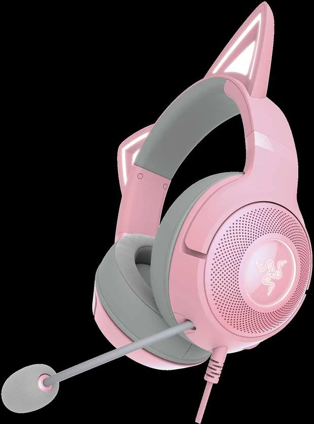 Razer Kraken Kitty V2 žaidimų ausinės, su laidu, mikrofonu, Rožinės spalvos