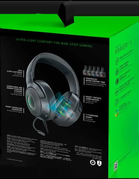 Razer Kraken V3 X žaidimų ausinės su laidu, USB Type-A Juodos