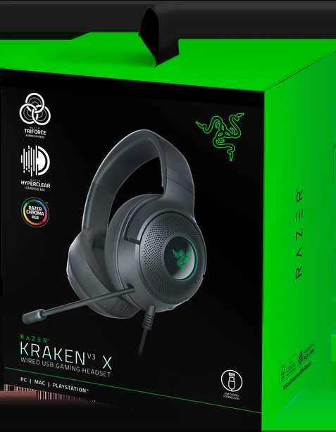 Razer Kraken V3 X žaidimų ausinės su laidu, USB Type-A Juodos