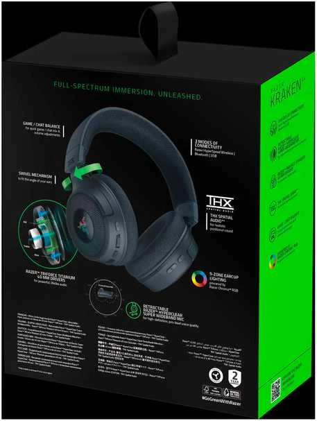 Razer Ausinės Žaidimams | Kraken V4 | Belaidės/su laidu | Over-Ear | Mikrofonas | Juodas