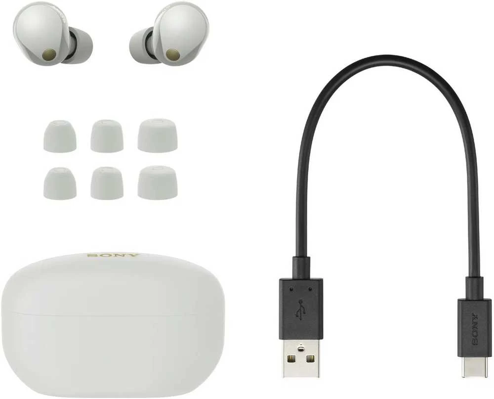 Sony WF-1000XM5 Earbuds Belaidės ausinės, ANC, belaidis įkrovimas, Sidabrinės spalvos