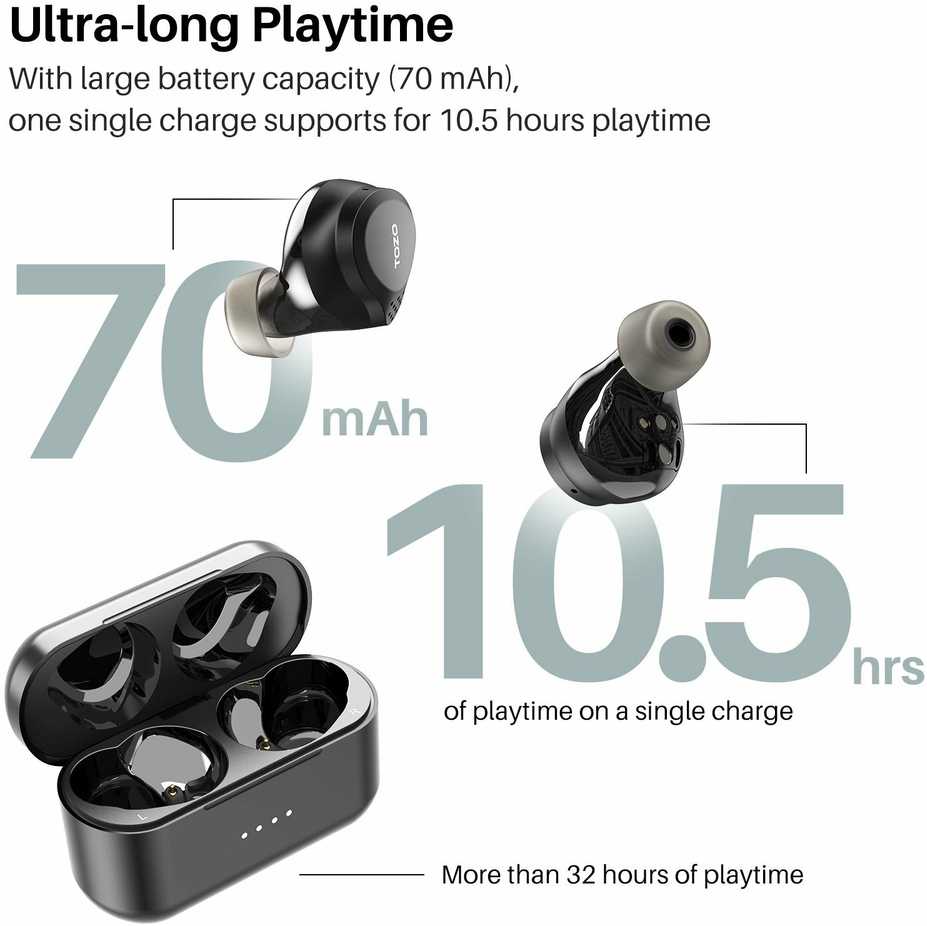 TOZO NC7 PRO True Belaidės Stereo (TWS) In-Ear USB Type-C Bluetooth Ausinės Juodas