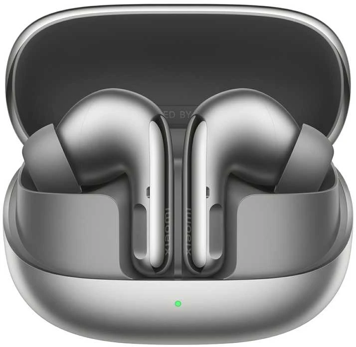 Xiaomi Buds 5 Pro titano spalvos atviroje įkrovimo dėžutėje
