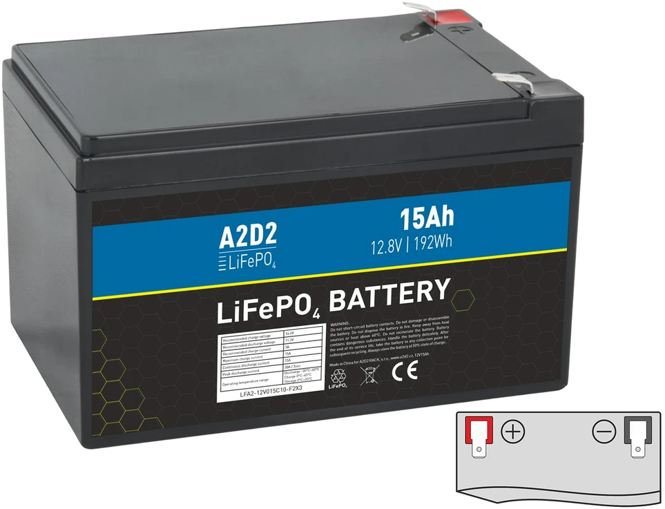 Avacom A2D2 LiFePO4 Baterija 12.8V 15Ah F2 R+