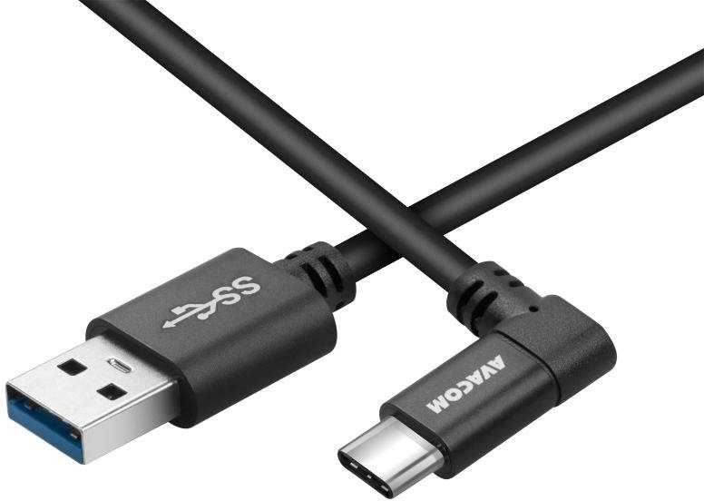 AVACOM DUOMENŲ IR ĮKROVIMO USB KABELAS - USB TYPE-C, 100cm, 90° JUNGTIS, Juodas