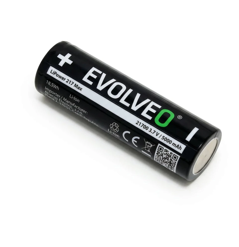 „Evolveo LiPower 217 Max 5000“ – ličio jonų akumuliatorius 21700 (3,7 V / 5000 mAh) 3 vnt.