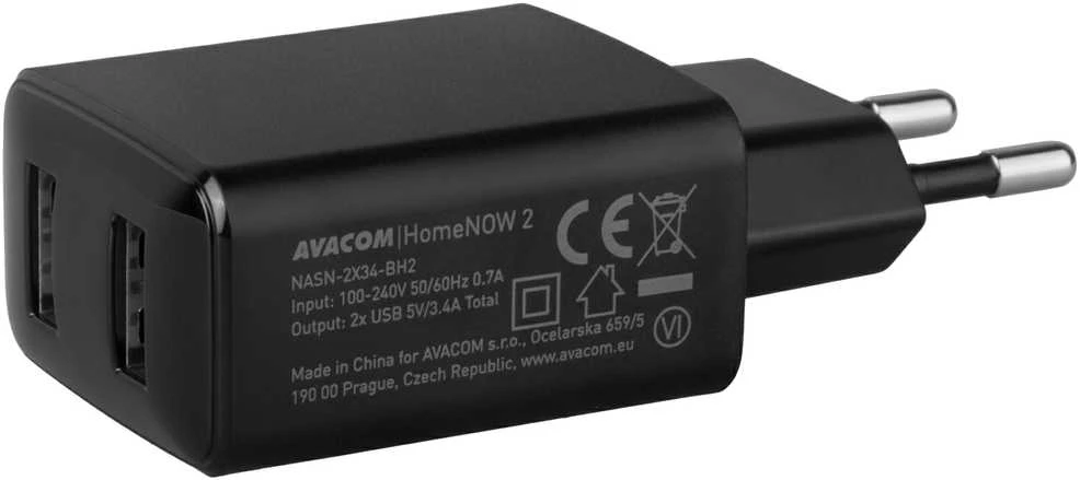 AVACOM HOMENOW 2 SIENINIS Įkroviklis 5V 3,4A 17W 2X USB-A IŠVESTIS