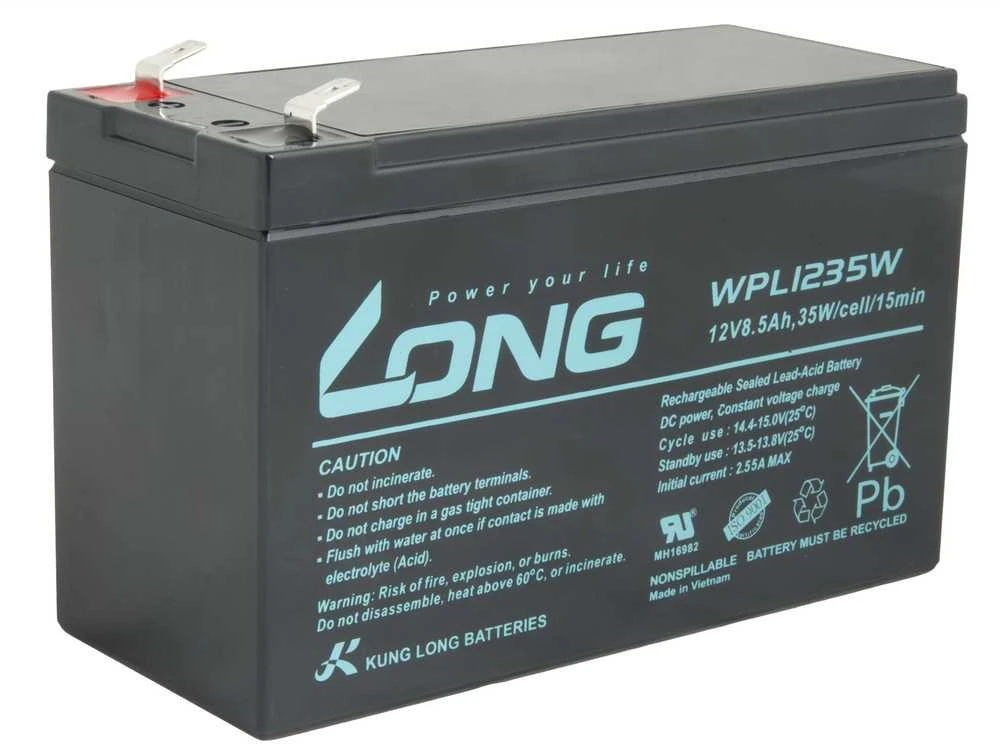 Ilgas 12V 8,5Ah švino akumuliatorius F2 HighRate LongLife 9 metai