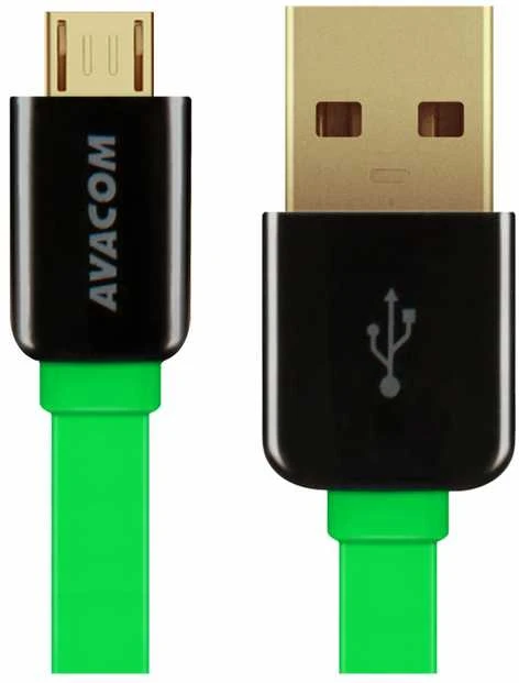 Avacom USB kabelis (2.0), USB A M - microUSB (M), 0.4m, žalia, blister