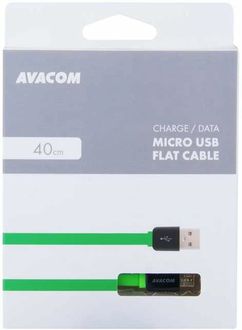Avacom USB kabelis (2.0), USB A M - microUSB (M), 0.4m, žalia, blister