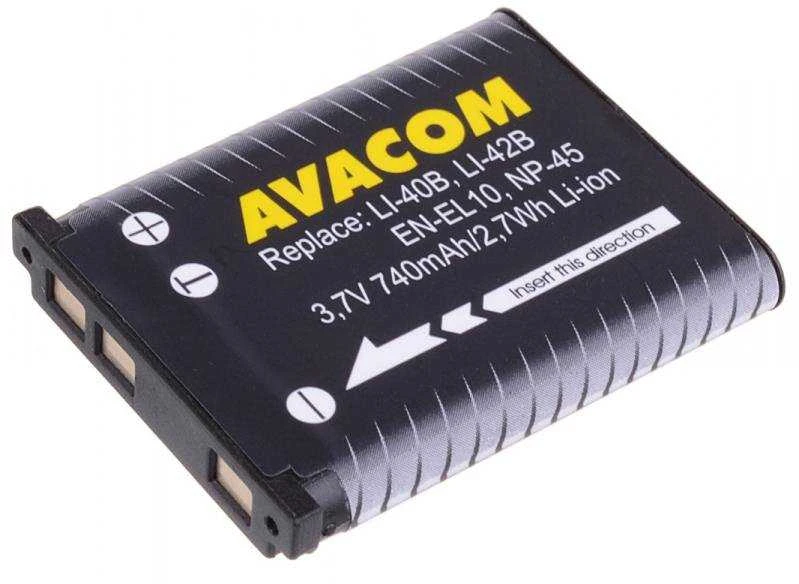 Avacom Baterija Olympus Li-40B, Li-42B, Fujifilm NP-45, Nikon EN-EL10, ličio jonų 3,7 V, 740 mAh, 2,7 Wh (DIOL-LI40-AVA)