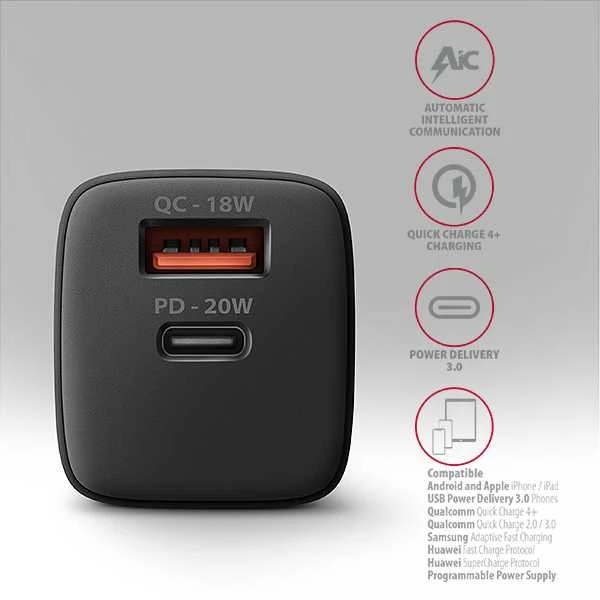 AXAGON ACU-PQ20 įkroviklis su USB-A ir USB-C jungtimis