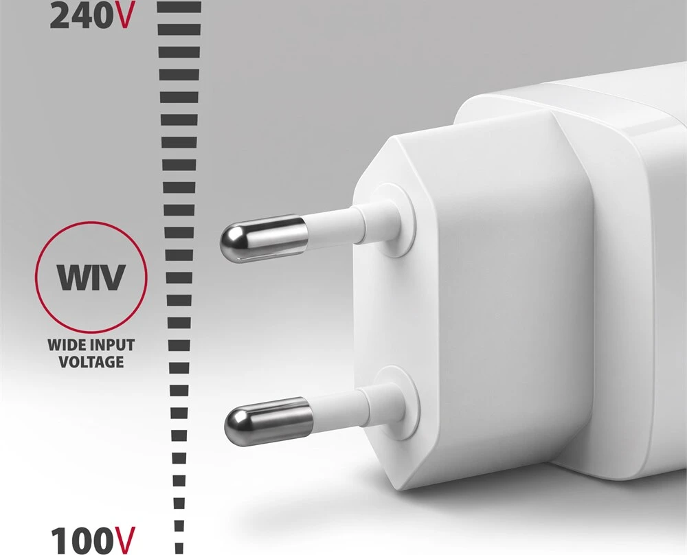 AXAGON ACU-PQ33W, GaN 33 W tinklo įkroviklis, USB-A + USB-C, PD3.0/PPS/QC4+/SFC2.0/Apple, balta