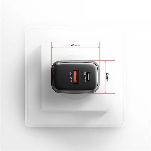 AXAGON sieninis įkroviklis 67 W, USB-A + USB-C, PD3.0/PPS/QC4+/SF | ACU-PQ67D