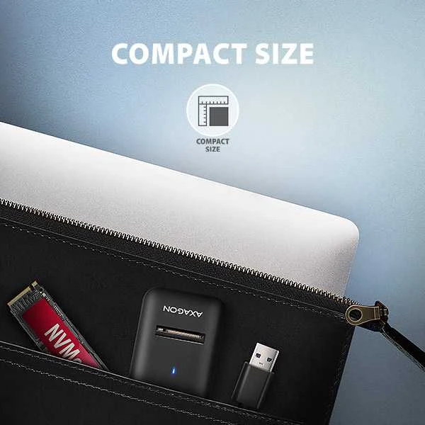 AXAGON USB-A 10Gbps – M.2 NVMe ir SATA SSD adapteriai | ADM2-AM