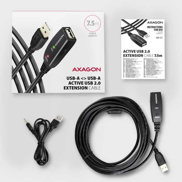 AXAGON | Aktyvus prailginimo kabelis, 7,5 m | ADR-207 | USB A tipo į USB A tipo