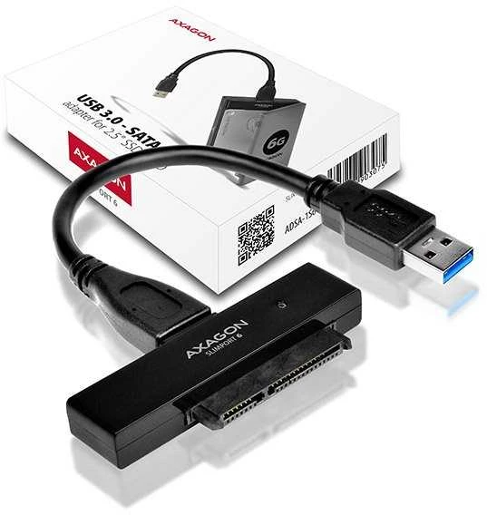 AXAGON ADSA-1S6 USB3.0 – SATA 6G UASP HDD išorinis adapteris, įsk. Byla