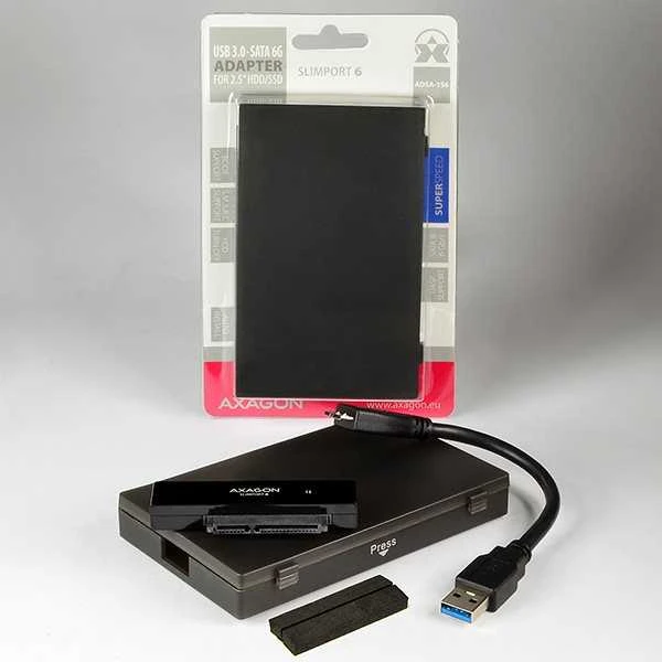 AXAGON ADSA-1S6 USB3.0 – SATA 6G UASP HDD išorinis adapteris, įsk. Byla