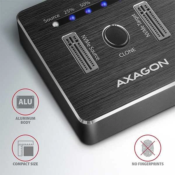 AXAGON | USB-C 3.2 Gen2 – 2x NVMe CLONE DUAL SDD doko stotis | ADSA-M2C