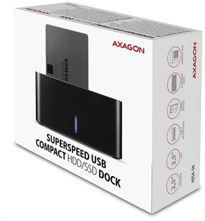 AXAGON | USB 3.0-1x SATA 6G HDD Dock Station, Juodas | ADSA-SN