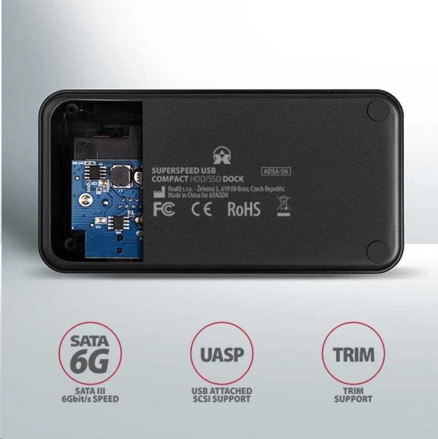 AXAGON | USB 3.0-1x SATA 6G HDD Dock Station, Juodas | ADSA-SN
