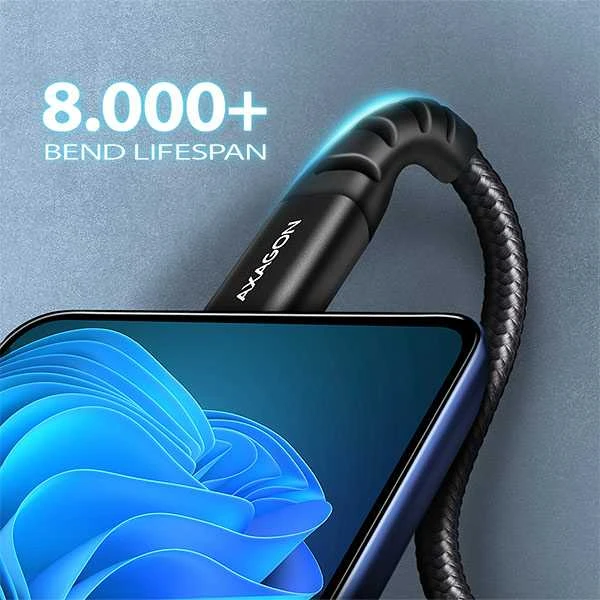 AXAGON | Duomenų ir įkrovimo laidas, 1,5 m | BUCM-CM15AB | USB C tipo į USB C tipo