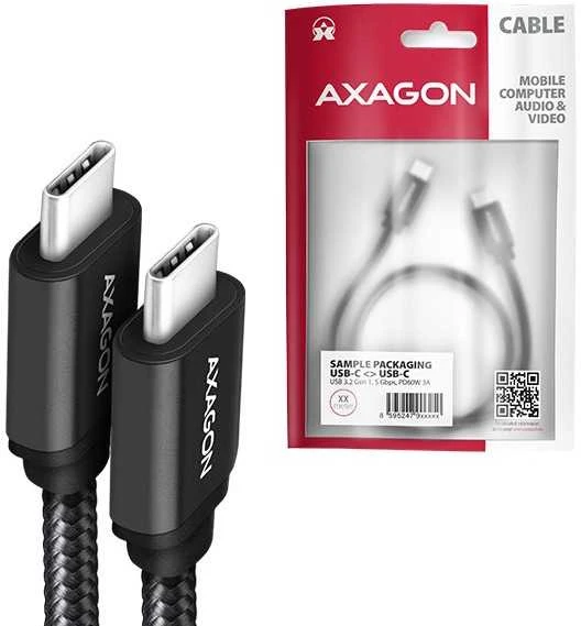 Axagon duomenų ir įkrovimo USB 3.2 Gen1 kabelis, kurio ilgis 3 m. PD 60W, 3A. Juodas pynė.