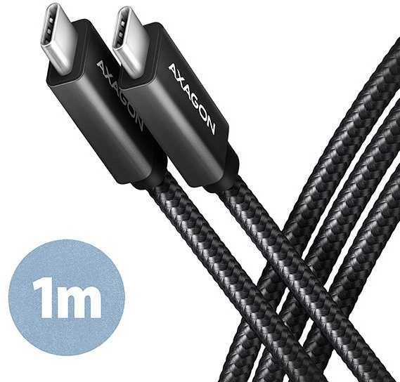 Kabelis AXAGON BUCM32-CM10AB USB-C < > USB-C 3.2 Gen 2/PD 100W/5A/4K HD/ALU/Juodas pintas/1m