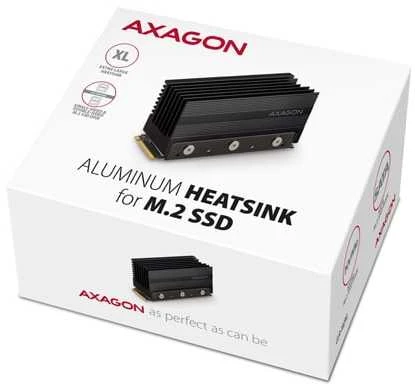 Axagon Pasyvus aliuminio radiatorius vienpusiams ir dvipusiams M.2 SSD diskams, dydis 2280, aukštis 36 mm.