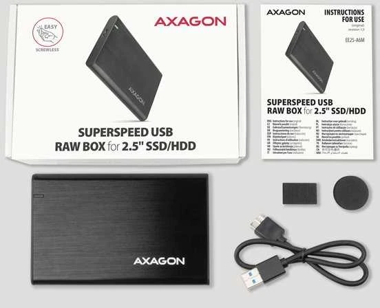 AXAGON Bevaržtinis aliuminio USB 3.2 Gen 1 - SATA 6G išorinė dėžutė, skirta 2,5" SSD / HDD | EE25-A6M