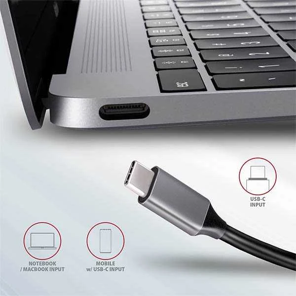 Axagon Multiport USB 3.2 Gen 1 šakotuvas. HDMI, kortelių skaitytuvas ir maitinimo tiekimas. 20 cm USB-C laidas.